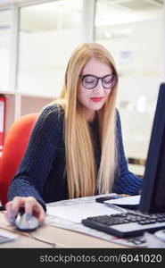 business woman working on computer at modern office