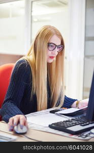 business woman working on computer at modern office