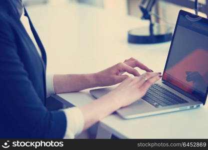 business woman working on computer at modern office