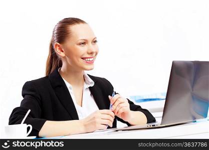 Business woman working on computer in office