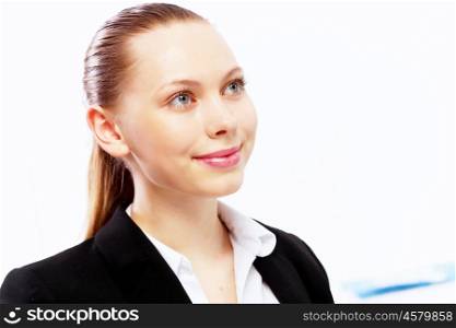 Business woman working on computer in office