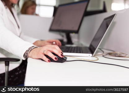 Business woman working on computer in the office