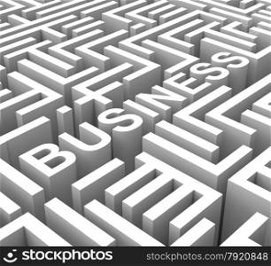 Business Word In Maze Shows Commerce Or Entrepreneur