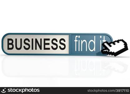 Business word on the blue find it banner image with hi-res rendered artwork that could be used for any graphic design.