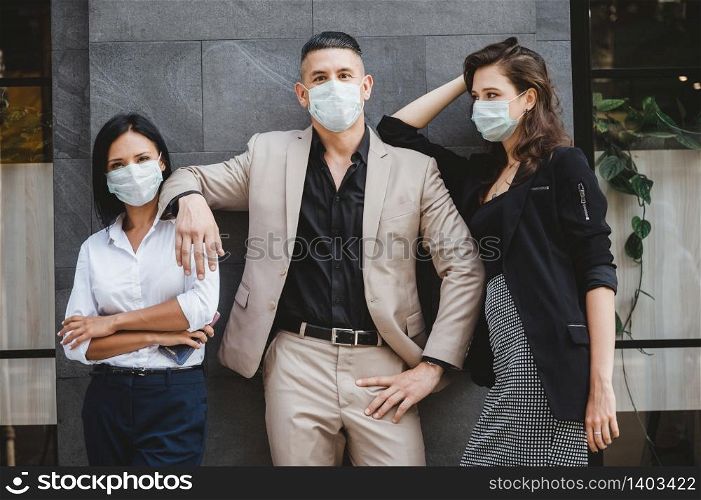 business worker with mask, COVID-19 protection concept