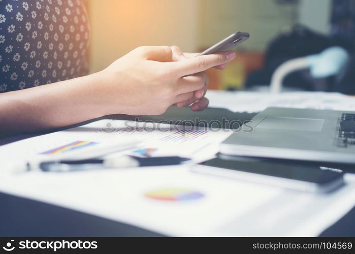 business working with smartphone