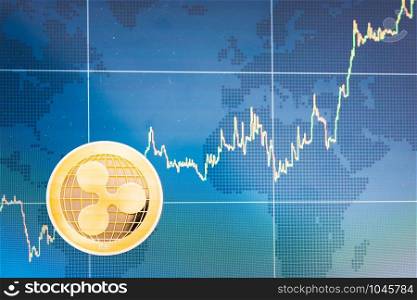 Business XRP coin currency finance money on graph chart background