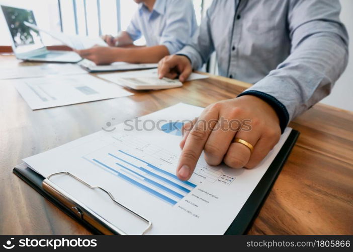 Businessman Accountant investment risk analysis. saving money for Stock market trading with calculator. Accountancy Concept.