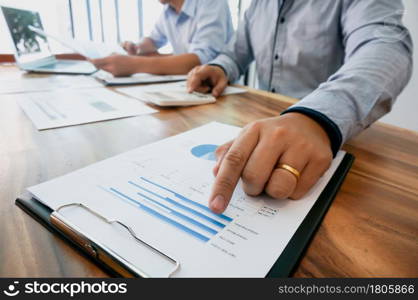 Businessman Accountant investment risk analysis. saving money for Stock market trading with calculator. Accountancy Concept.