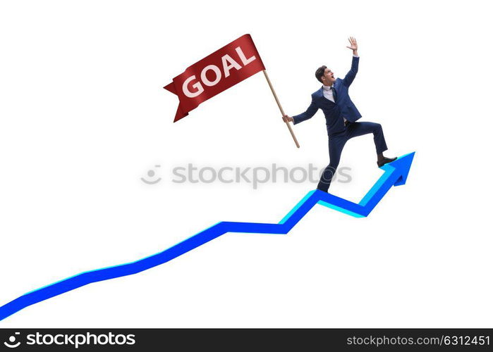 Businessman achieving his business goals and targets. The businessman achieving his business goals and targets