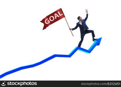 Businessman achieving his business goals and targets. The businessman achieving his business goals and targets