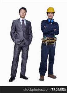 Businessman and construction worker