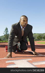 Businessman At Starting Blocks