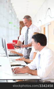 Businessman attending training course