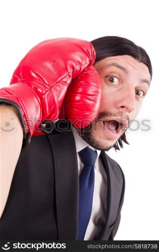 Businessman boxer isolated on the white