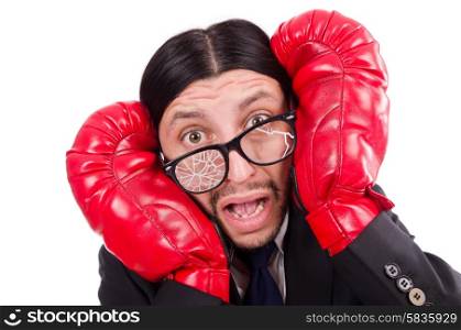 Businessman boxer isolated on the white
