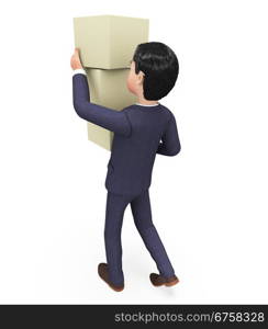 Businessman Carrying Boxes Representing Container Commerce And Trade