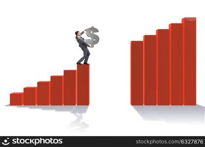 Businessman carrying dollar sign in economic growth concept. The businessman carrying dollar sign in economic growth concept