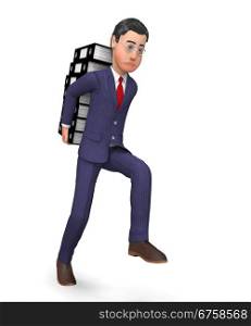 Businessman Carrying Files Showing Binder Information And Fixation