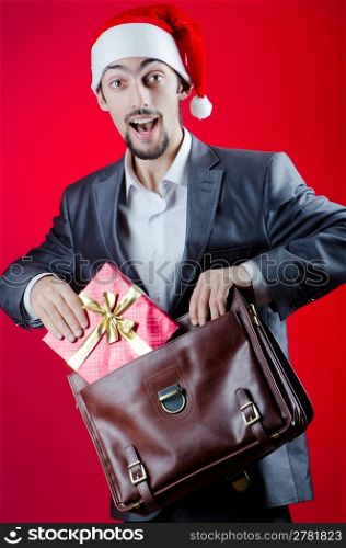 Businessman celebrating christmas holidays