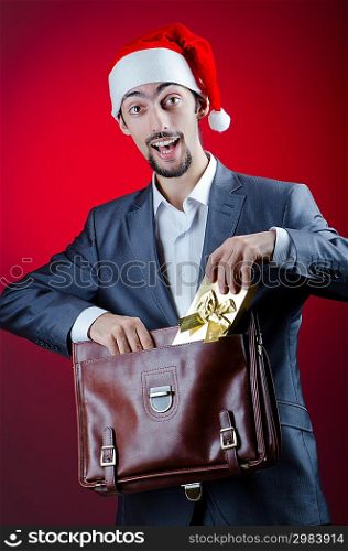 Businessman celebrating christmas holidays