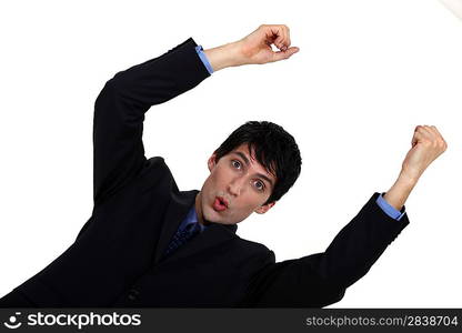 Businessman cheering