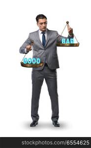Businessman choosing between good and bad