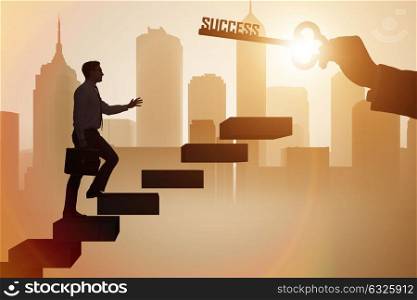 Businessman climbing the career ladder of success. The businessman climbing the career ladder of success