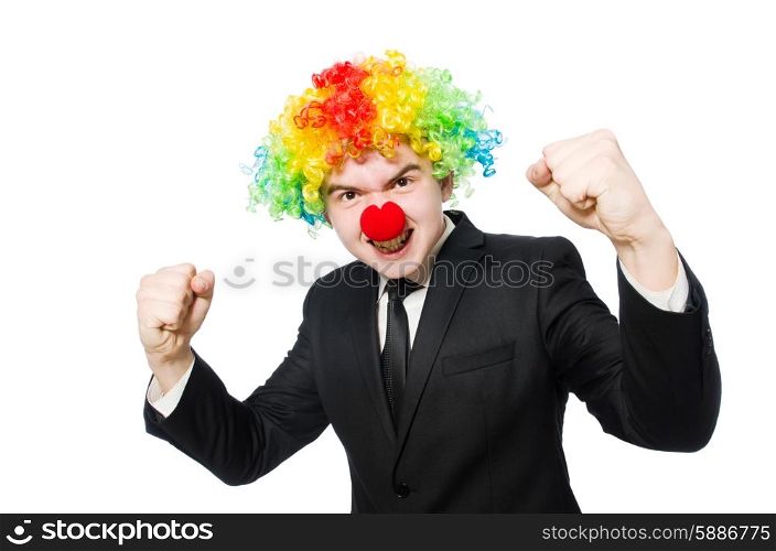 Businessman clown in funny concept isolated on white