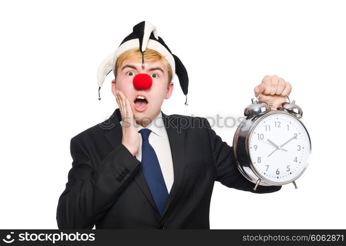 Businessman clown in funny concept isolated on white