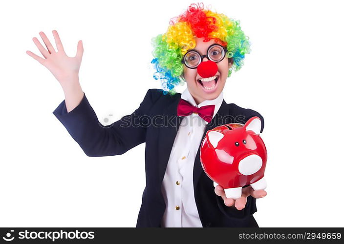 Businessman clown isolated on white