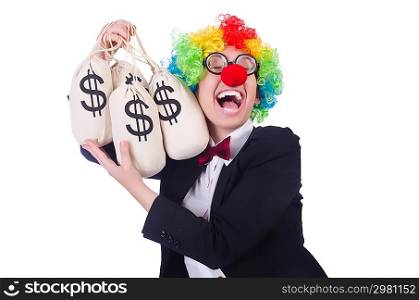 Businessman clown isolated on white