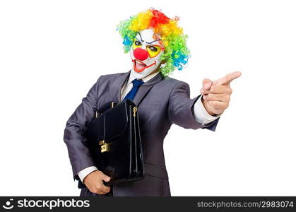 Businessman clown isolated on white