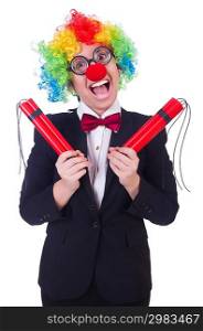Businessman clown isolated on white