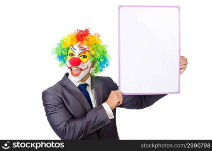 Businessman clown isolated on white