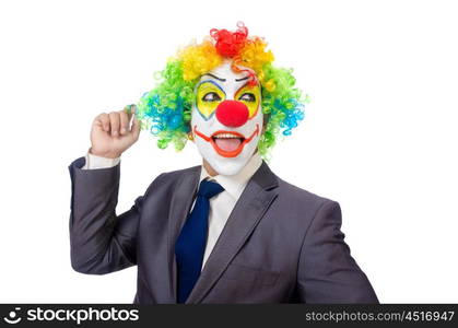 Businessman clown isolated on white