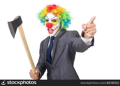 Businessman clown isolated on white