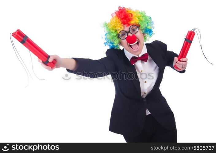 Businessman clown isolated on white