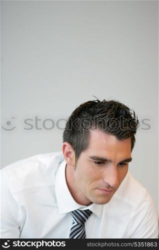 Businessman concentrating on the task at hand