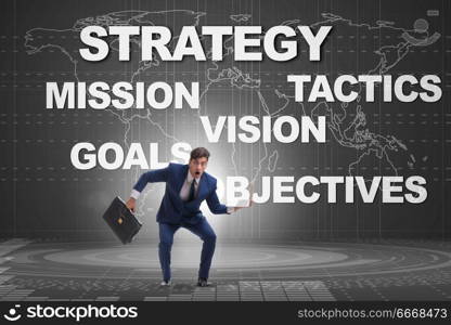 Businessman confused with strategic objectives