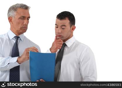 Businessman discussing a document