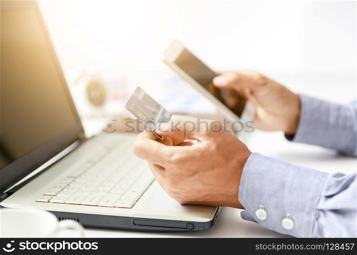 businessman do online shopping with credit card