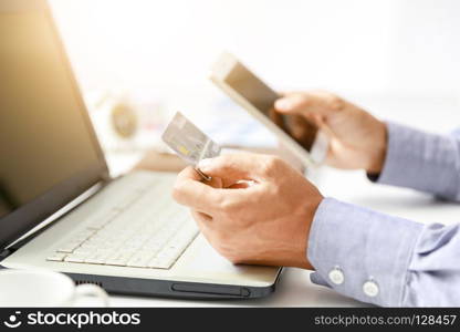 businessman do online shopping with credit card