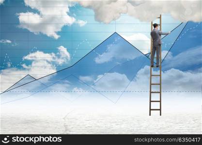 Businessman drawing charts in the sky