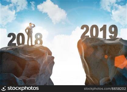 Businessman eagerly anticipating year of 2019. The businessman anticipating year of 2019