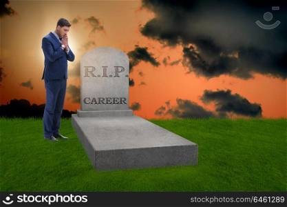 Businessman employee mourning his unsuccessul career