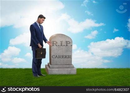 Businessman employee mourning his unsuccessul career
