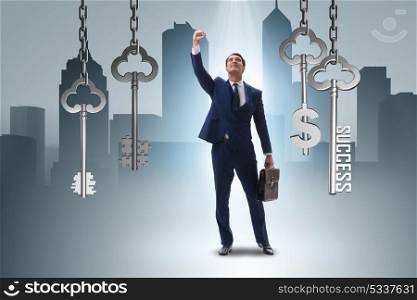 Businessman excited in success and money concept