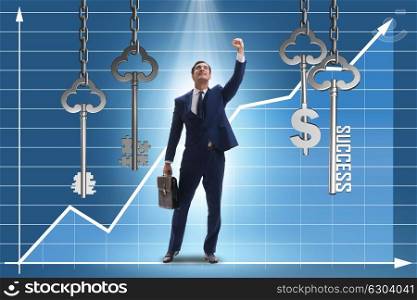 Businessman excited in success and money concept