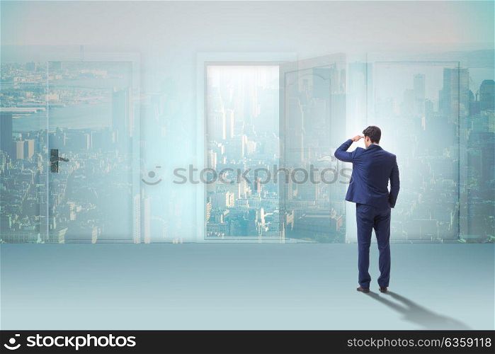 Businessman facing many business opportunities